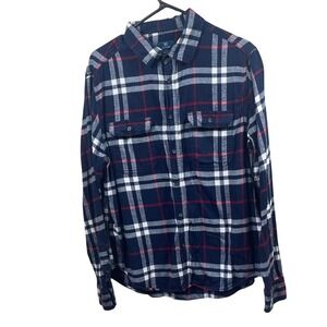 George Menswear Plaid Flannel‎ Shirt Long Sleeve Button Up Casual